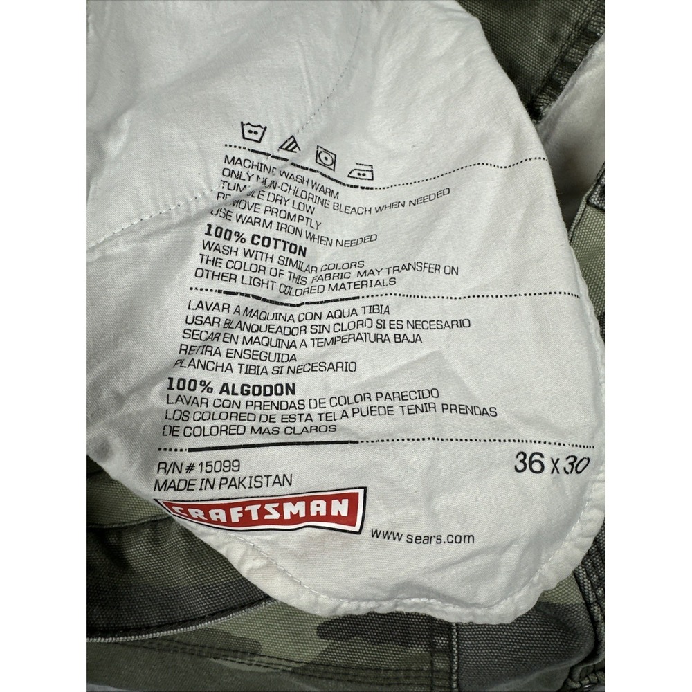 Craftsman Men's Camo Canvas Carpenter Work Pants Size 36x30 Loose Baggy Skater - Picture 3 of 14